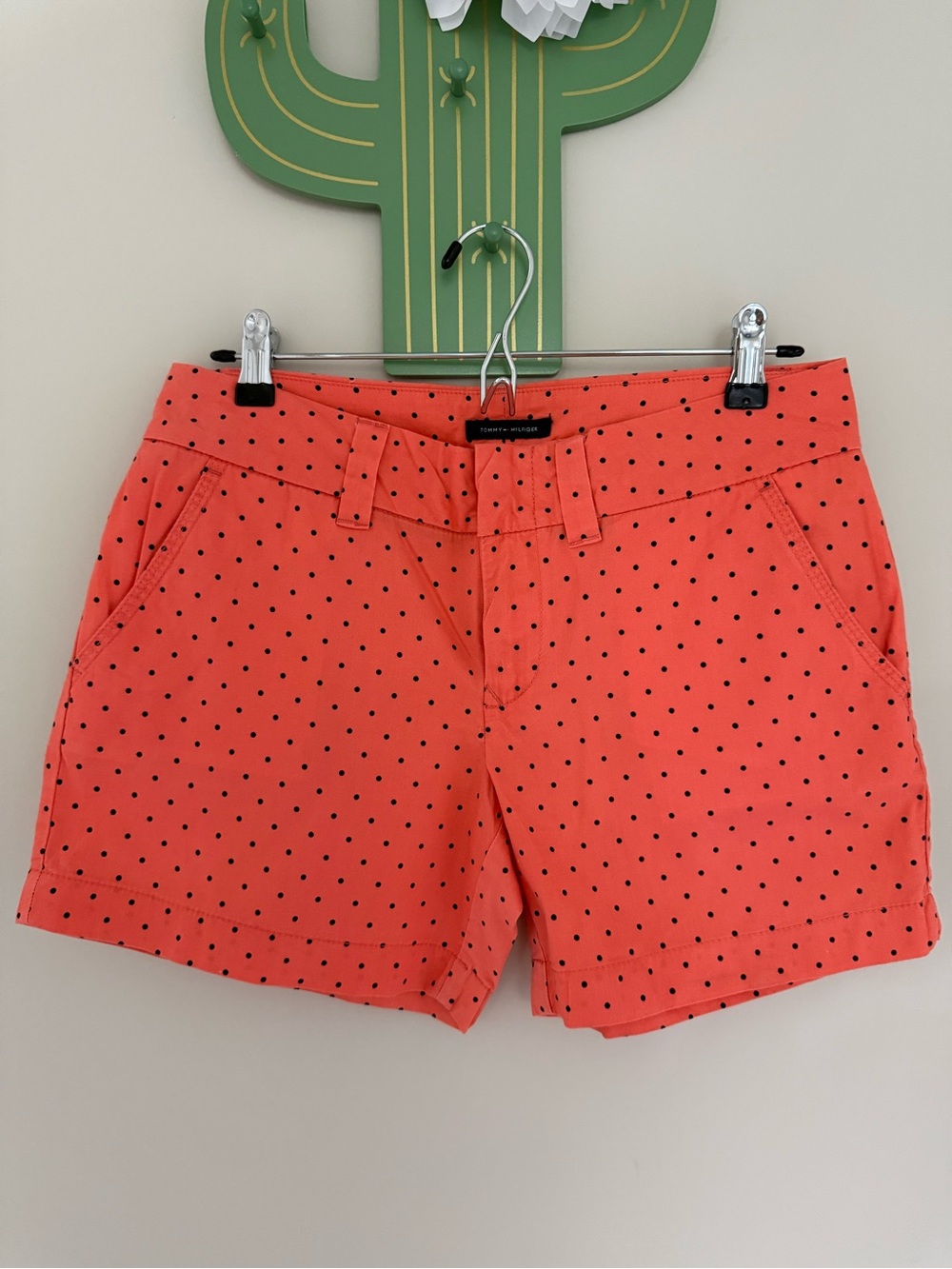 Tommy Hilfiger Coral Shorts with Black Polka Dots